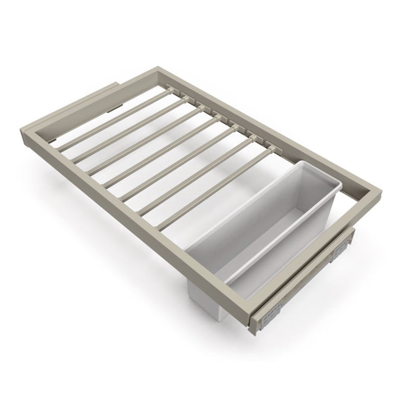 Kit 7 Aste Pantaloni e Vassoio per Armadio 800 mm in Acciaio Emuca Grigio Pietra