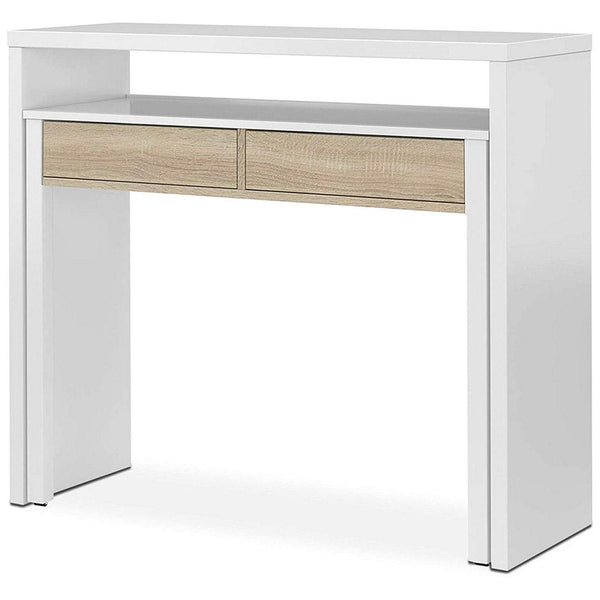 prezzo Scrivania Consolle Estensibile 99x36/70x88 cm 2 Cassetti Bianco e Rovere