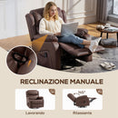 Poltrona Relax Reclinabile 87x97X100 cm con 8 Punti Massaggianti Riscaldanti e Poggiapiedi Marrone      