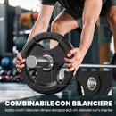 Set Dischi Palestra Olimpici 2x10 kg Ø32x4 cm con Foro Ø50 mm e 3 Maniglie Ergonomiche in Metallo e Gomma Nero      