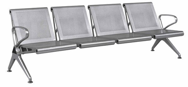 Panca per Sala Attesa 4 Posti in Acciaio da Ufficio Tosini Silver