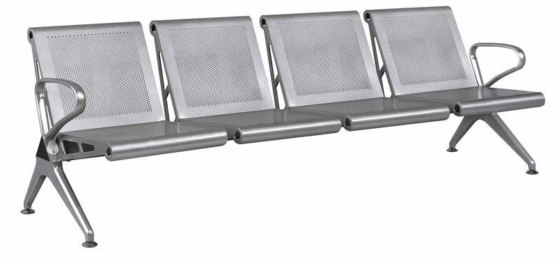 Panca per Sala Attesa 4 Posti in Acciaio da Ufficio Tosini Silver