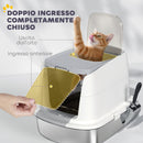 Lettiera Chiusa per Gatti a 2 Porte 52,4x41,3x39,8 cm Vaschetta in Acciaio Inox Bianco   