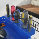 Carrello Porta Attrezzi a 3 Livelli 83x35,3x76 cm con Bordi Alti e 4 Ruote Girevoli in Acciaio Blu      