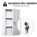 Armadietto Medicinali da Parete 40x18x60 cm 2 Chiavi in Acciaio Bianco