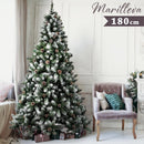 Albero di Natale Innevato Marilleva 180 cm 690 Rami Super Folto con Pigne in PVC Verde      