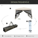 Gazebo da Giardino 3x3m in Acciaio Pareti Rimovibili Tessuto Oxford Crema 