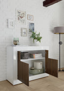 Mobile Buffet 2 Ante 110x42x86 cm in Legno TFT Lipari Bianco e Noce