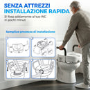 Rialzo WC per Anziani con Maniglie Antiscivolo Larghezza Regolabile Capacità 136kg in HDPE Bianco      