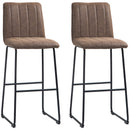 Set 2 Sgabelli da Bar con Poggiapiedi 44x50x109 cm in Pelle PU Marrone Scuro 