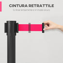 2 Colonnine Tendinastro di 2 m in Acciaio Inox Nero  Ø32x90 cm Nastro Rosso