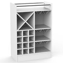 Mobile Bar Cantinetta per 20 Bottiglie Vino 96x64,5x35 cm con Porta Calici in Legno Bianco     