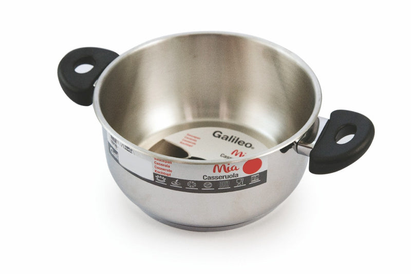 Pentola Antiaderente in Acciaio Inox Ø24cm Triplo Fondo 2 Manici Soriani Mia
