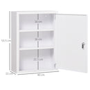 Armadietto Medicinali a 3 Ripiani 40x15x53,5 cm con Serratura e 2 Chiavi in Acciaio Bianco  