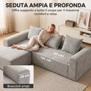 Divano Angolare 3 Posti Senza Struttura 242x178x83 cm con Seduta Ampia e Profonda in Ciniglia Grigio Chiaro      