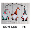 Quadro legno con led gnomi rettangolarecm 40x30x1,8