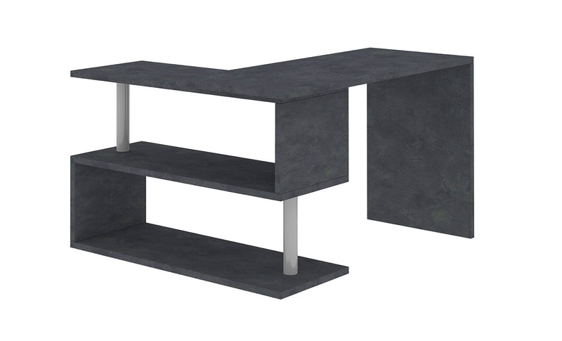 Scrivania con Gamba ad S Girevole 120/65x50x75 cm Volta Ardesia