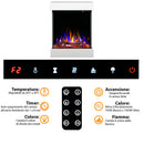 Caminetto Elettrico da Pavimento Autoportante Calliope Effetto Fuoco e Telecomando con Cornice in Legno MDF Bianco