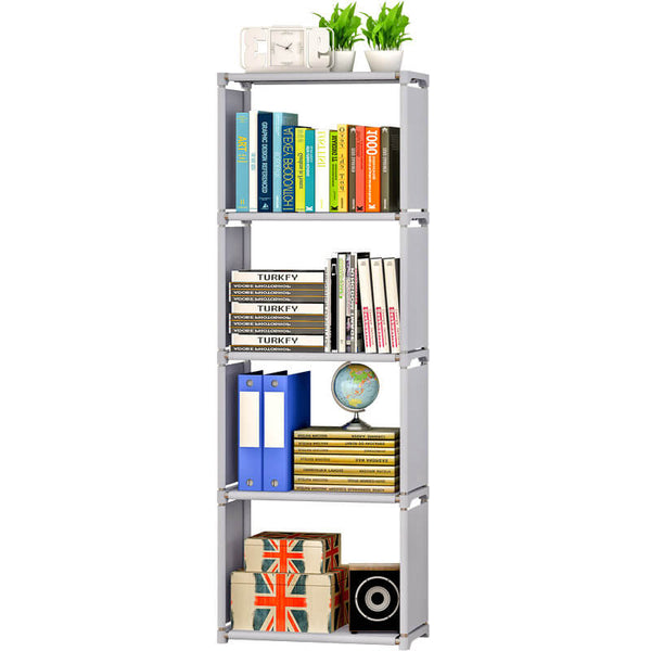 sconto Libreria 5 Ripiani 52x31x144 cm in Metallo e Tessuto TNT Joy Silver/Grigio