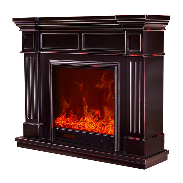 Camino Elettrico da Pavimento 102x120x33 cm Effetto Fiamma 1500W Nadejda Marrone sconto