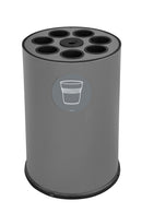 Pattumiera a Bidone per Raccolta Differenziata Ø45x72 cm 7 Scomparti Tubolari e 1 Vaschetta in Acciaio Verniciato Grigio 