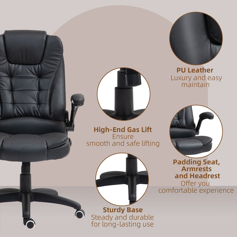 Poltrona Ufficio Ergonomica ESituro Con Braccioli Ribaltabili, Schienale Alto, Poggiatesta, Seduta Regolabile In Altezza (47-54,5 Cm), Ruote, Carico 150 Kg, PU Nero - 3