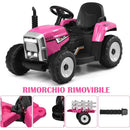 Trattore Elettrico per Bambini 12V con Rimorchio Rosa