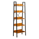 Libreria 5 Ripiani 60x30x170 cm in metallo nero e ripiani in legno