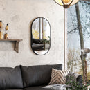 Specchio da Bagno Ovale da Parete 60x90 cm con Cornice in Alluminio Nero   