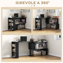 Scrivania Angolare con Piano Girevole a 360° 120x110x74,5 cm Struttura a Ripiani in Legno Ingegnerizzato Nero  