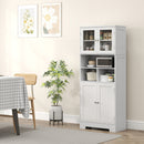 Credenza Cucina 60x30x145,5 cm con Armadietti e Vani a Giorno in Truciolare Bianco   
