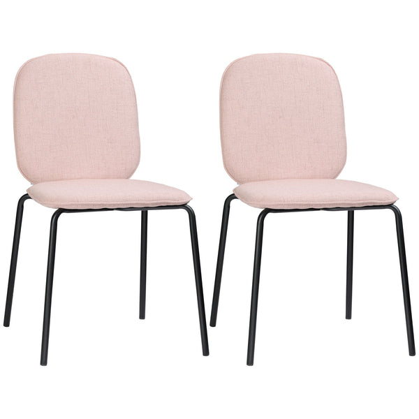 online Set 2 Sedie Imbottite 50x56x83 cm in Tessuto e Acciaio Rosa