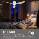 Ventilatore da Soffitto 3 Pale Ø112x25 cm 6 Velocità Legno Naturale e Bianco