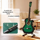 Chitarra Elettrica 38 Pollici 96,5x35,8x8,5 cm con Custodia Tracolla Plettri e Corde di Ricambio in Betulla Verde Scuro      