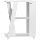 Carrello da Cucina Portavivande 60x38x77 cm 2 Ripiani e Ruote in Legno Bianco