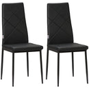 Set 2 Sedie 41x50x97 cm con Schienale Alto in Finta Pelle e Acciaio Nero 