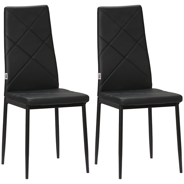 Set 2 Sedie 41x50x97 cm con Schienale Alto in Finta Pelle e Acciaio Nero sconto