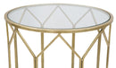 Tavolinetti da Caffé Oro Coppia Ø50x60-45x50 cm in Ferro e Vetro Oro