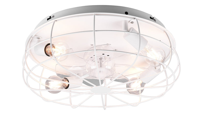 Plafoniera con Ventilatore da Interno Attacco E27 Ø50 cm Metallo Bianco Opaco