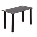 Tavolo Rettangolare 120x60x75 cm in Metallo e Vetro Temperato Nero
