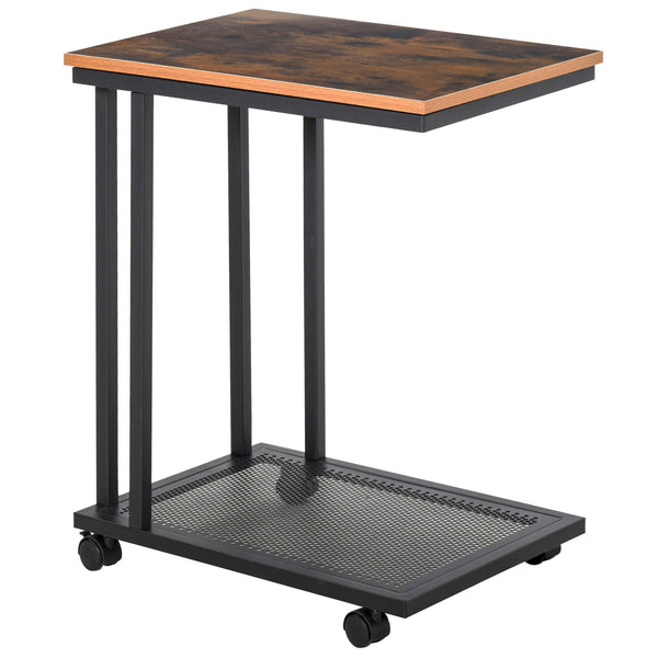 Tavolino Angolare per Divano e Letto con 4 Rotelle in Legno Stile Industrial 51x36x61 cm prezzo