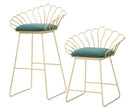 Sgabello Glam Flower Rosa Coppia 57x52x94-56x48x72,50 cm in Ferro Poliestere e Spugna Verde e Oro