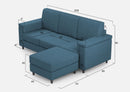 Divano 3 Posti con Pouf 208x155x85 cm Marrak in Tessuto Avio