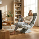 Poltrona Relax Girevole 360° con Schienale Regolabile in 5 Posizioni in Tessuto Effetto Velluto Grigio Chiaro      