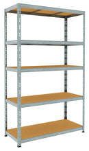 Scaffale in Metallo ad Incastro 5 Ripiani in Legno 120x50xh200 cm Pokerino Zincato