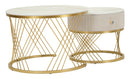 Tavoli da Caffè Votix Coppia Ø70x48 cm - Ø50x43,5 cm in Pino e MDF e Metallo      
