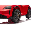 Macchina Elettrica per Bambini Porsche Taycan Turbo S 12V con Telecomando Bluetooth Luci LED e Tappetini Rosso