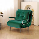 Poltrona Letto Reclinabile Chaise Lounge con Seduta Imbottita Convertibile in Velluto a Coste Verde