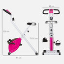 Cyclette Pieghevole Magnetica a 8 Livelli 97x43x110 cm con Display LCD Rotelle e Sellino Regolabile in Acciaio Rosa e Bianco      