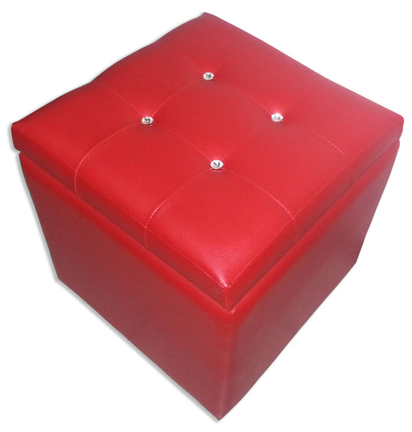 prezzo Cubo Pouf Contenitore in Similpelle e Cristalli Renier Rosso